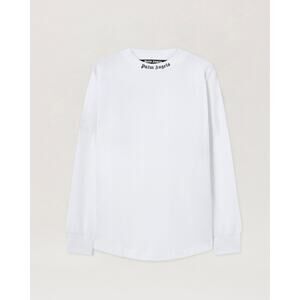 Palm Angels Men's Classic Logo Over Long Sleeve Tee White Size S